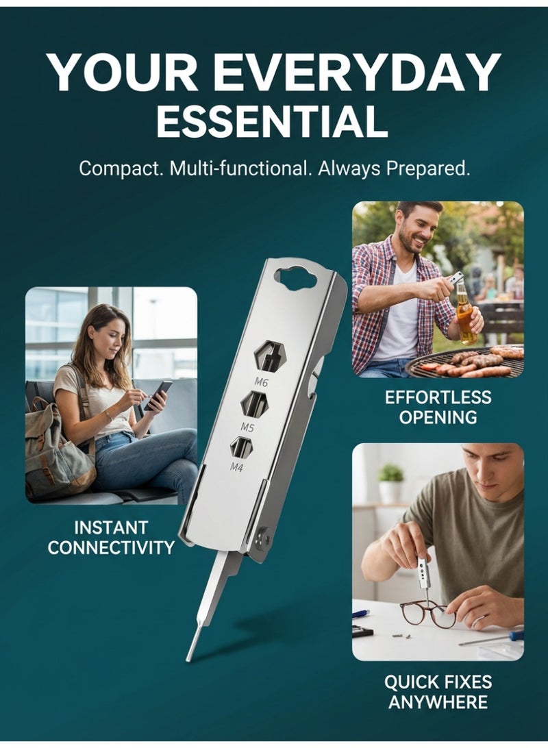 MS MIN Portable Multi-Function Folding Keychain Tool – SIM Pin, Mini Knife, Screwdrivers & Bottle Opener in One - Image 3